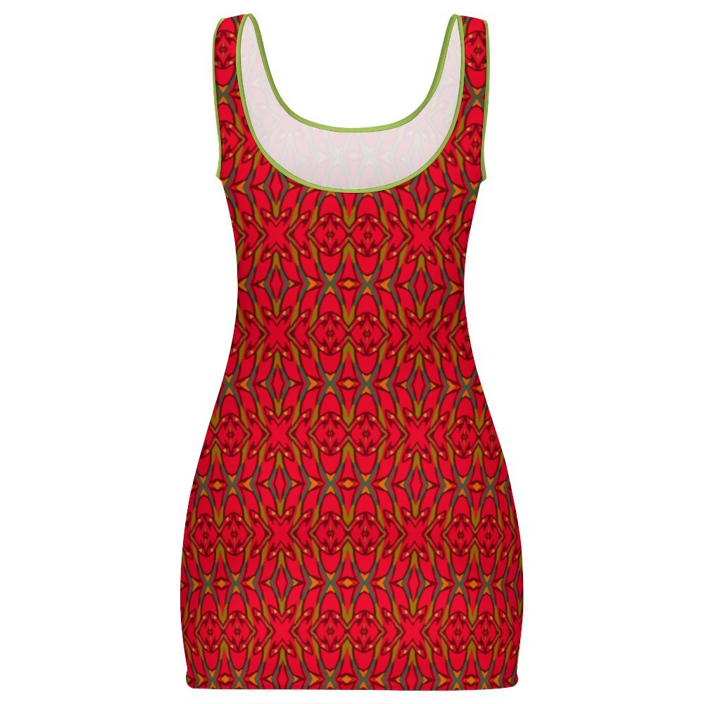 Eclectic hot pink ornamental Sunmer Basic Bodycon Tank  Dress