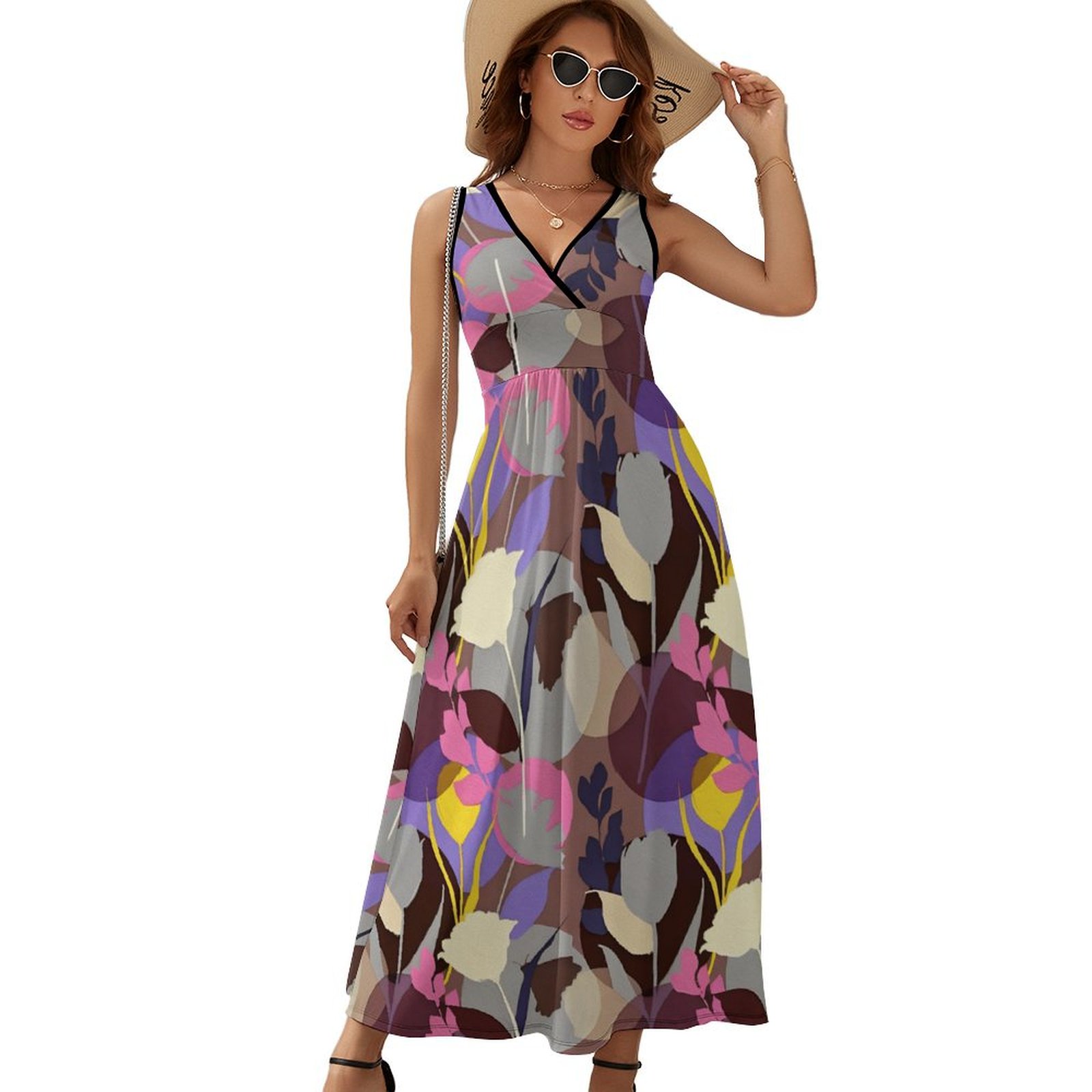 Color Mixture Sleeveless Long Dress (NZ028)