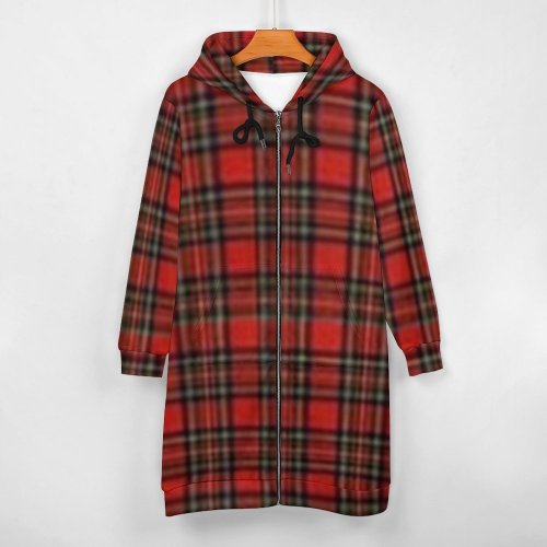 Red Plaid Women's Hooded Sweatshirt Dress