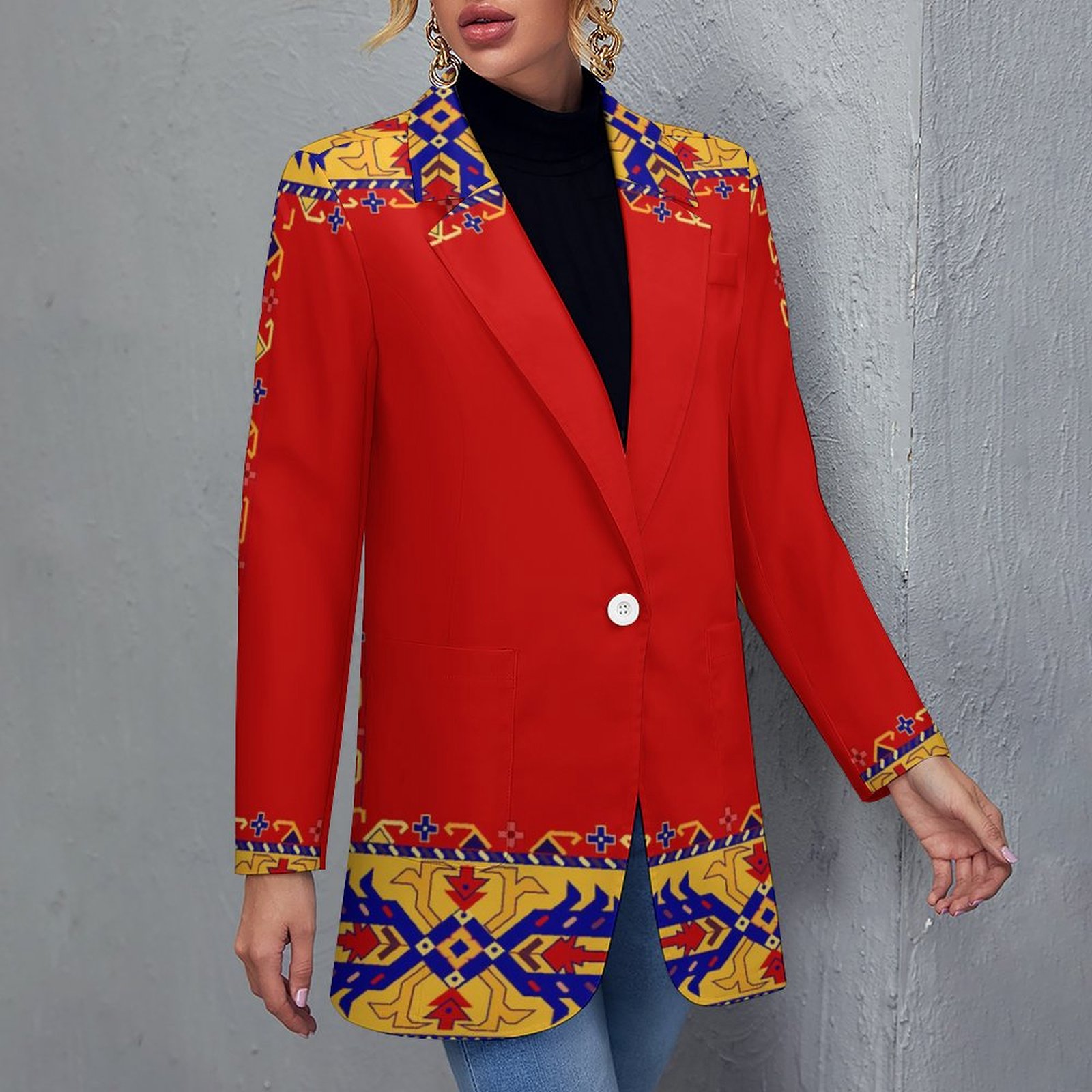 Armenian Folk All Over Print Women's Blazer