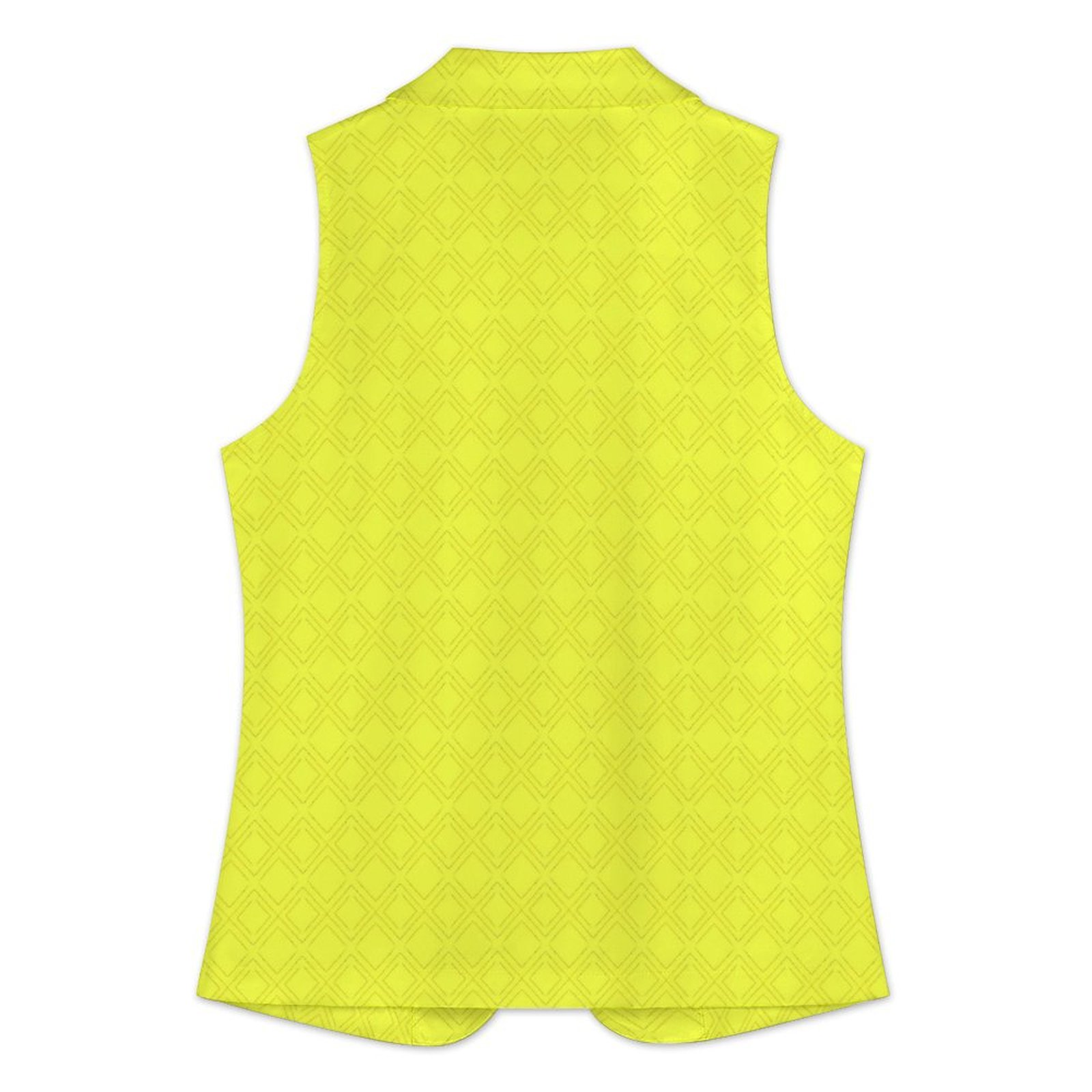 Brite Yellow Diamonds Suit Vest Women Sleeveless Blazer