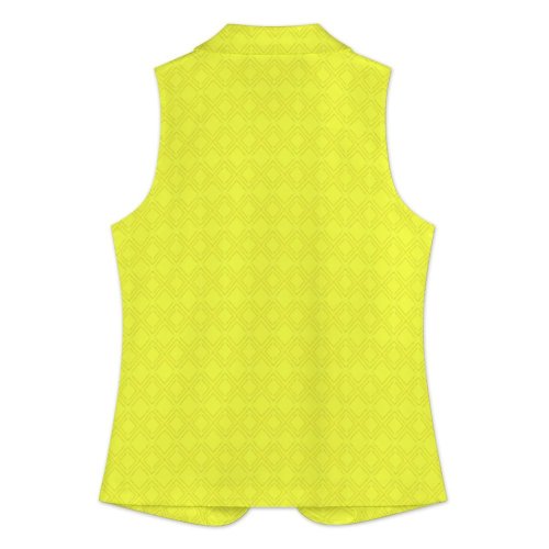 Brite Yellow Diamonds Suit Vest Women Sleeveless Blazer