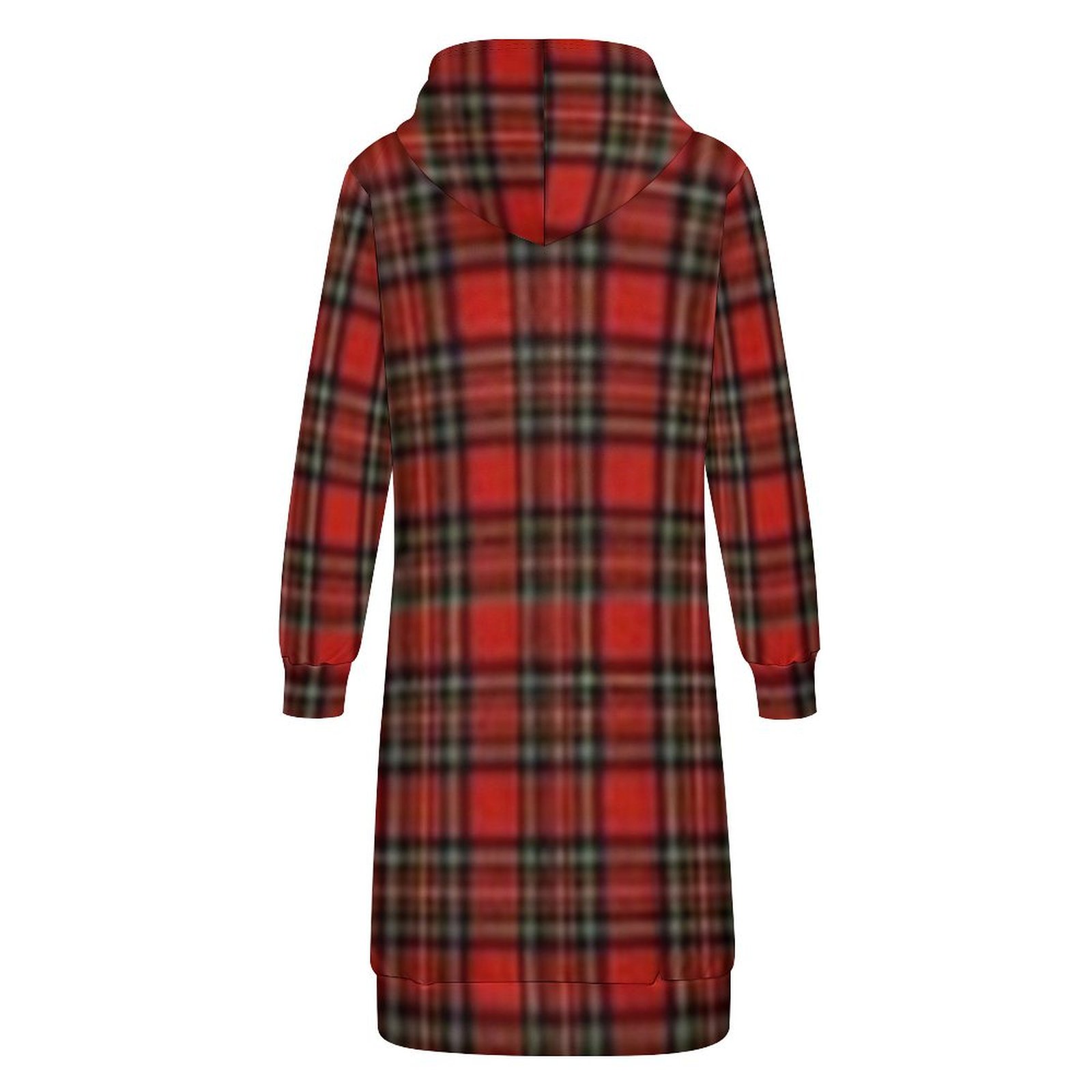 Red Plaid Women's Hooded Sweatshirt Dress