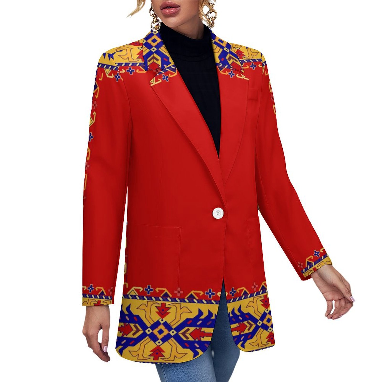 Armenian Folk All Over Print Women's Blazer