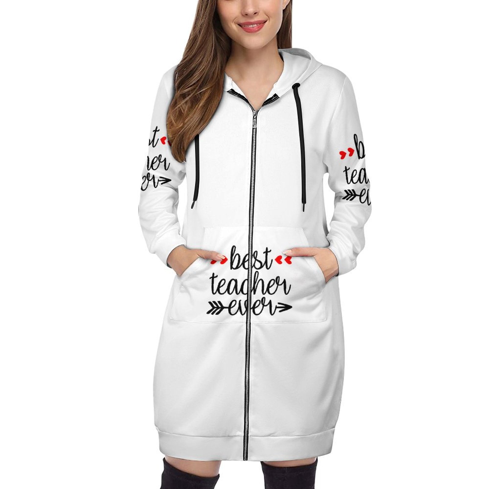 Best Teacher Ever Women's Hooded Sweatshirt Dress