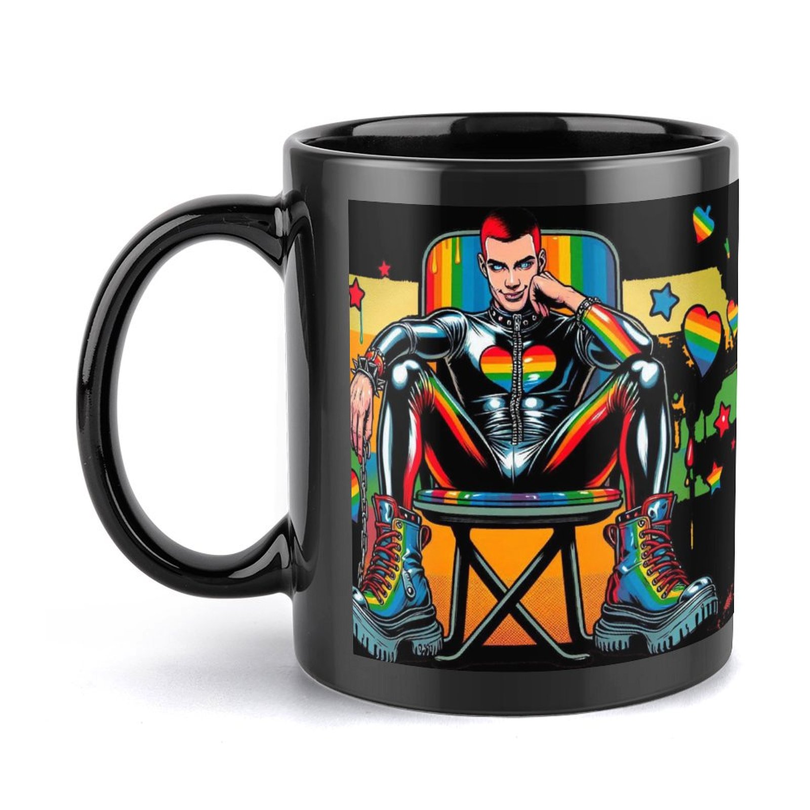 Rubber Pride Gay by Fetishworld Black Mug