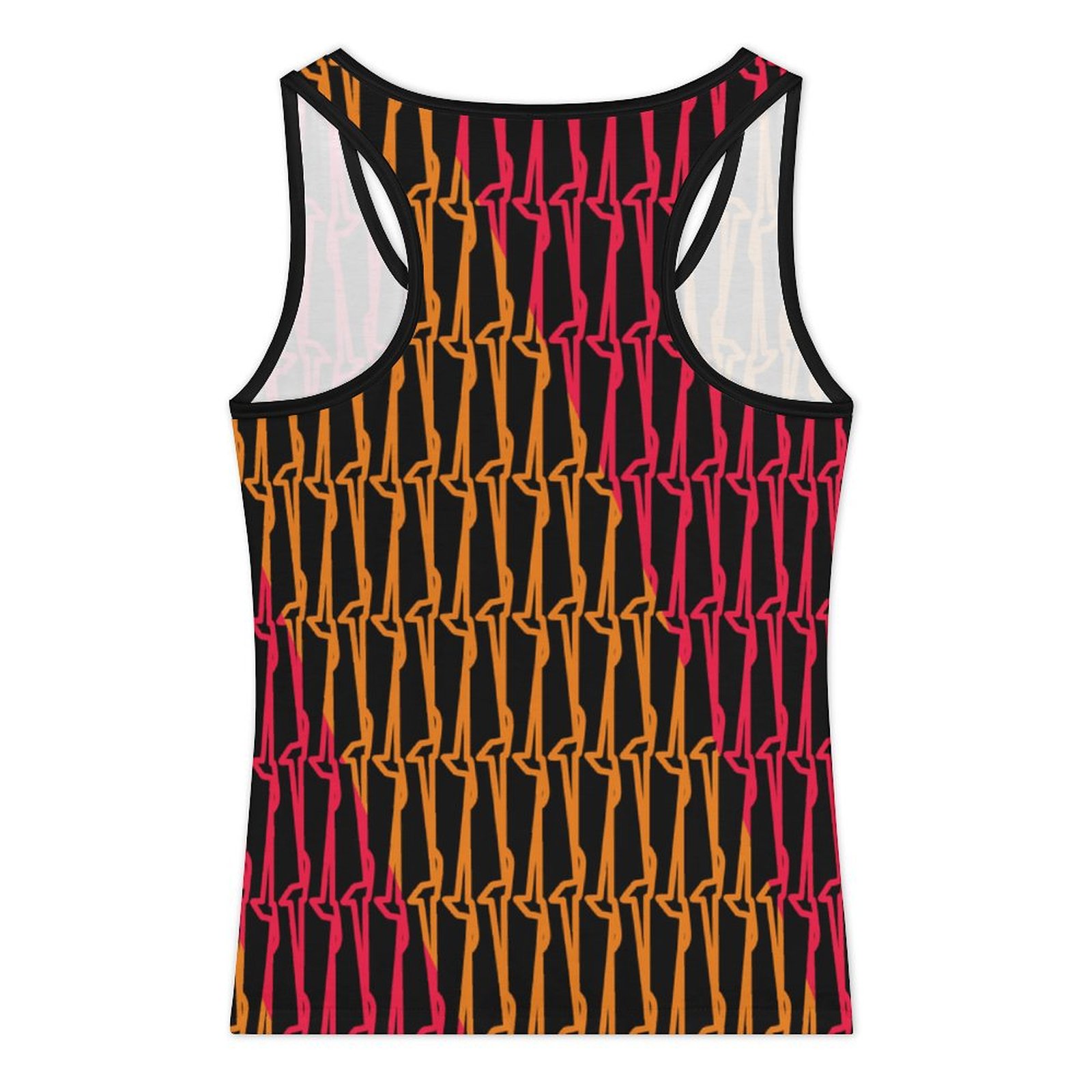 retro blazing pink orange black Women's Basic Tank Top