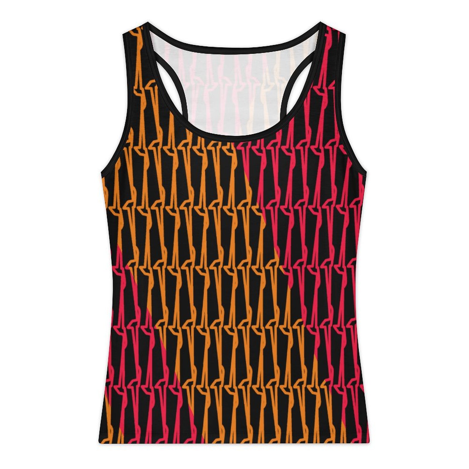 retro blazing pink orange black Women's Basic Tank Top