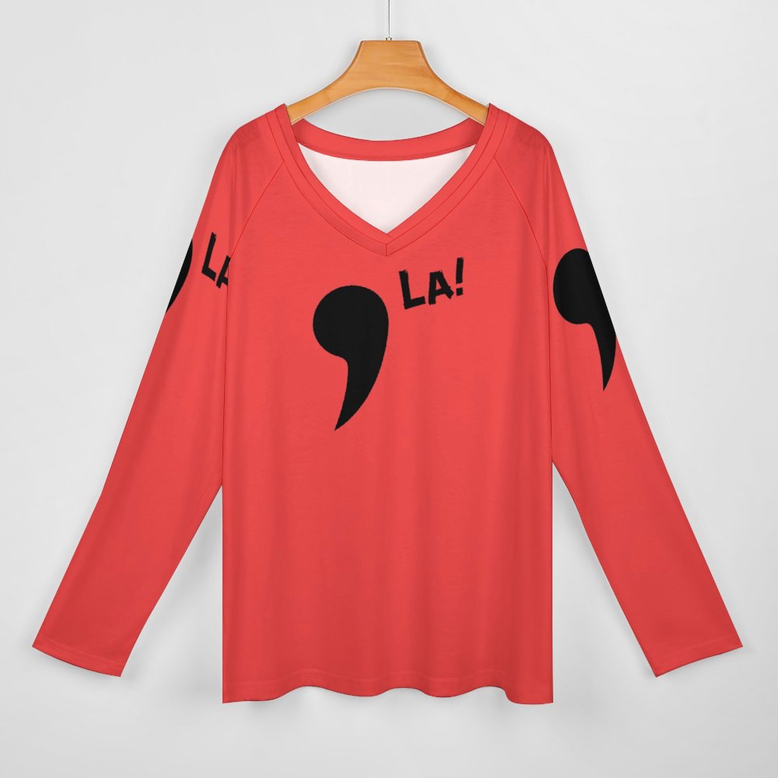 Comma La! Tee Women's Long Sleeve Loose Tee (TLREV2)