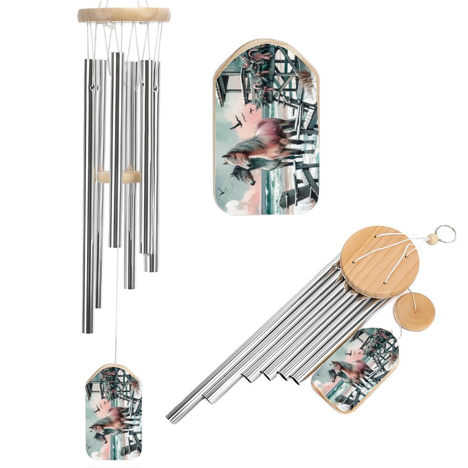 Horses Winter Coastal Holiday Wind Chime