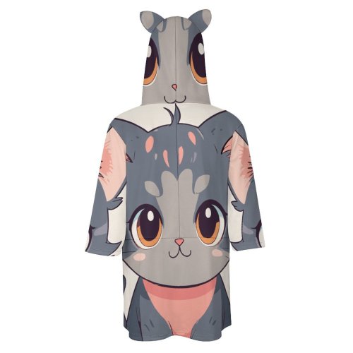 Cat cute Hooded Pullover Women's 3/4-Sleeve Hoodie