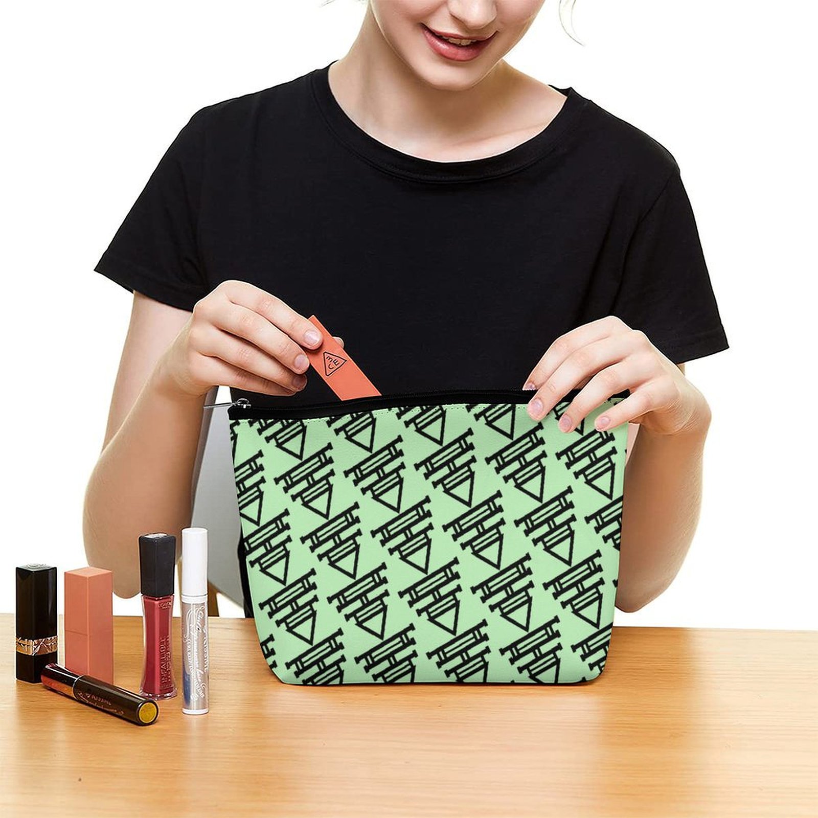 minimalistic black tribal arrows 3 Portable Cosmetic Bag