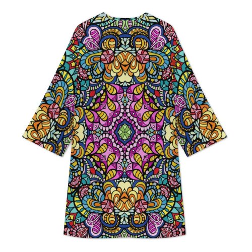 Sicilian Ceramics Kaleidoscope All-Over Print V-Neck Mini Dress