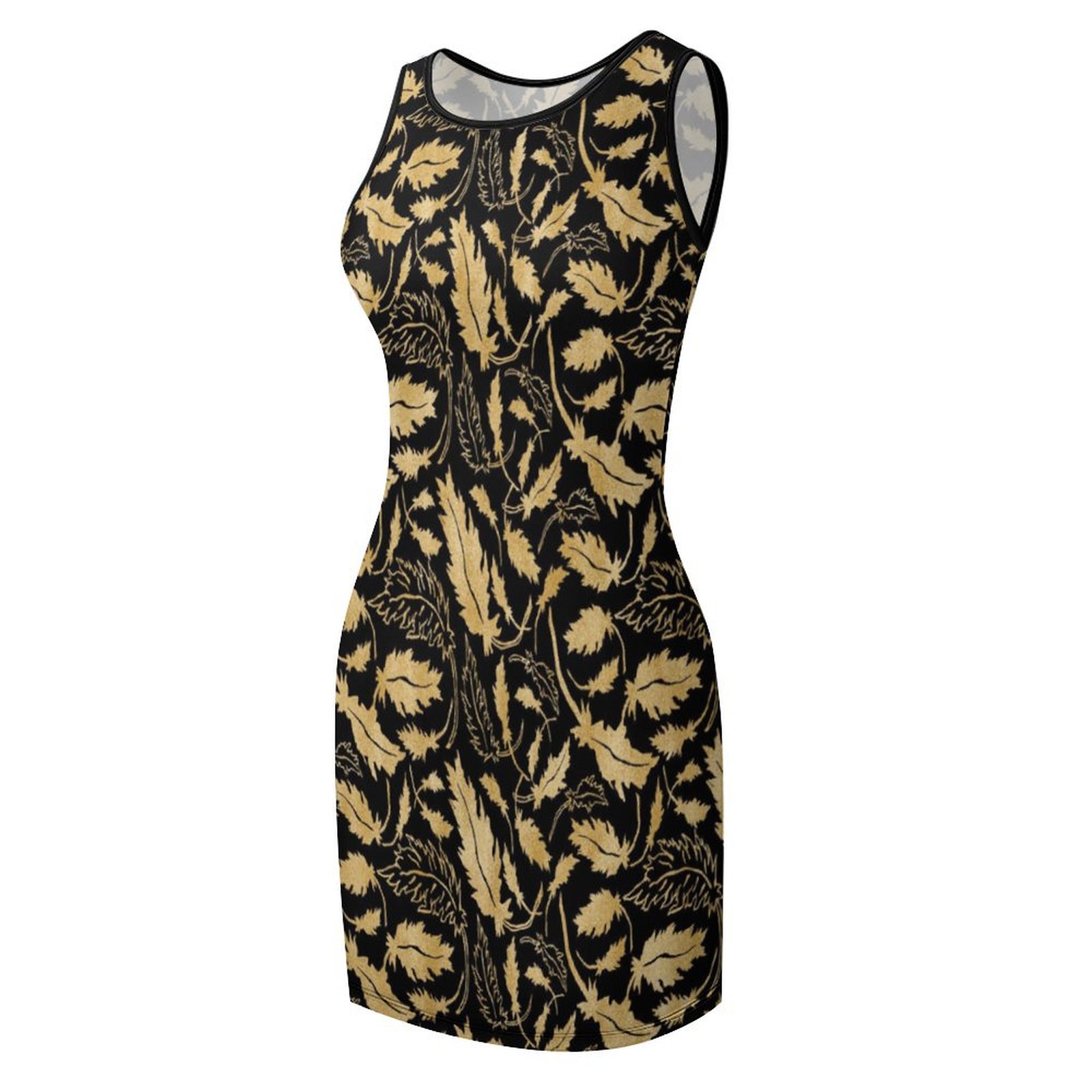 Gold Leaf Sleeveless Tank Dress