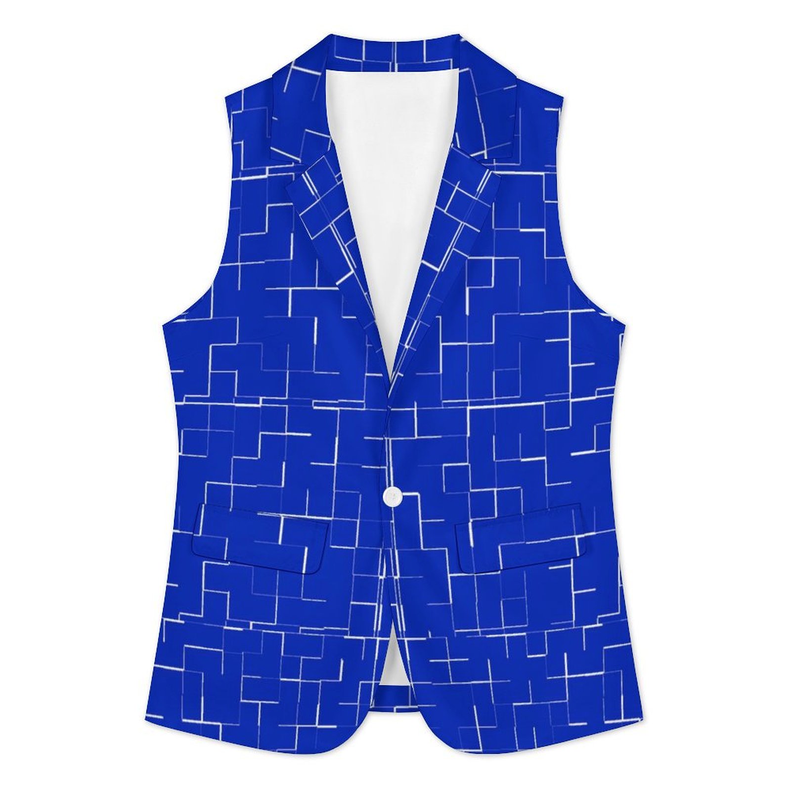 Scratched Royal Blue Women Sleeveless Blazer