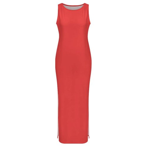 Red Sleeveless Bodycon Side Slit Long Dress