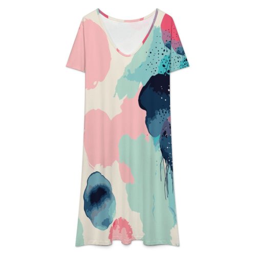 Short sleeved dress All-Over Print V-Neck Dress