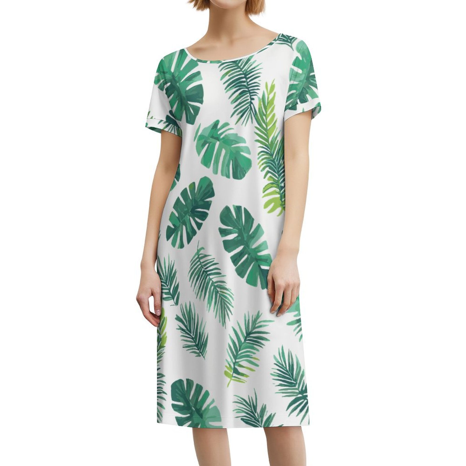 Dress All-Over Print Short Sleeve Midi Dress