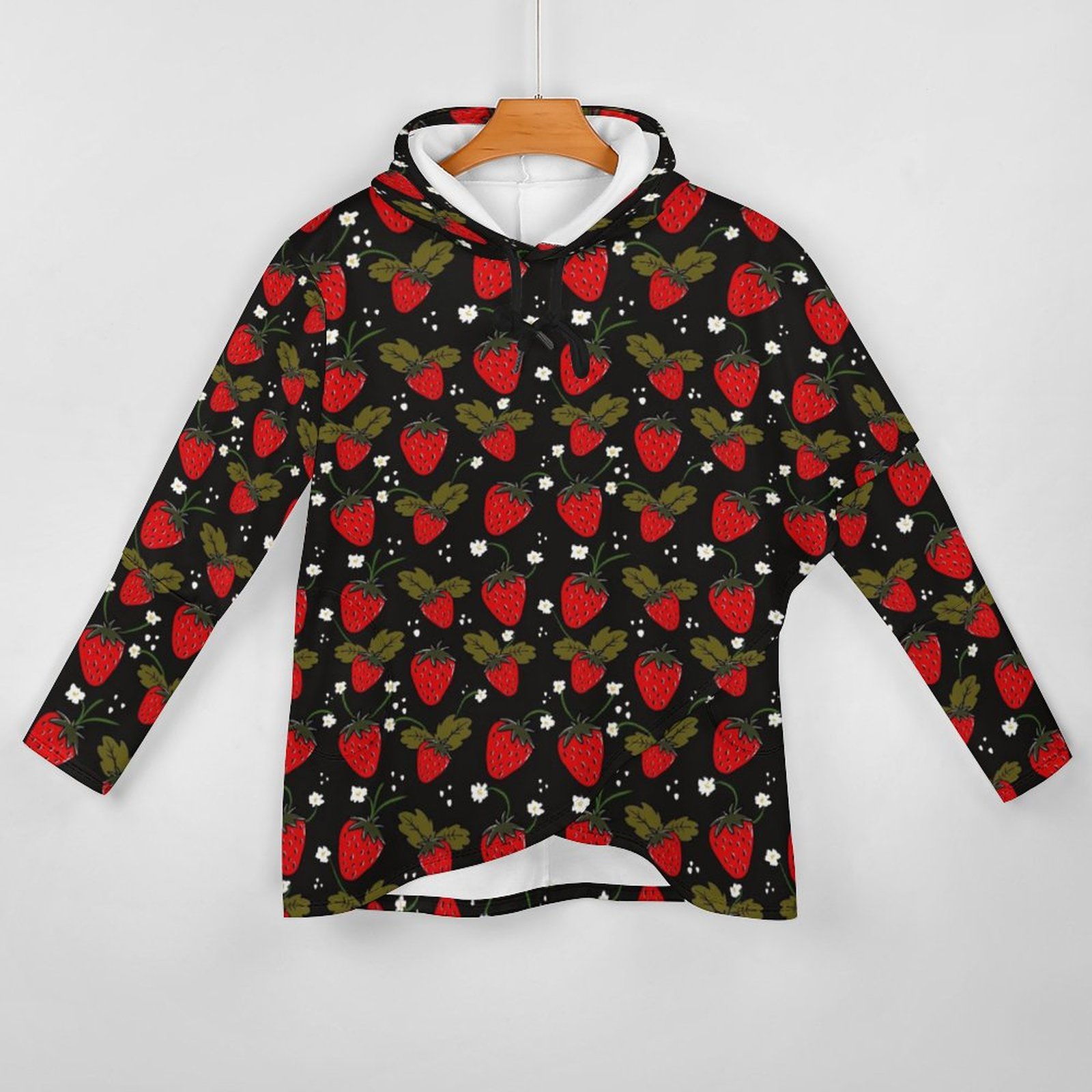 strawberry felpa fragola Women's Mid-length Slim Fit Hoodie