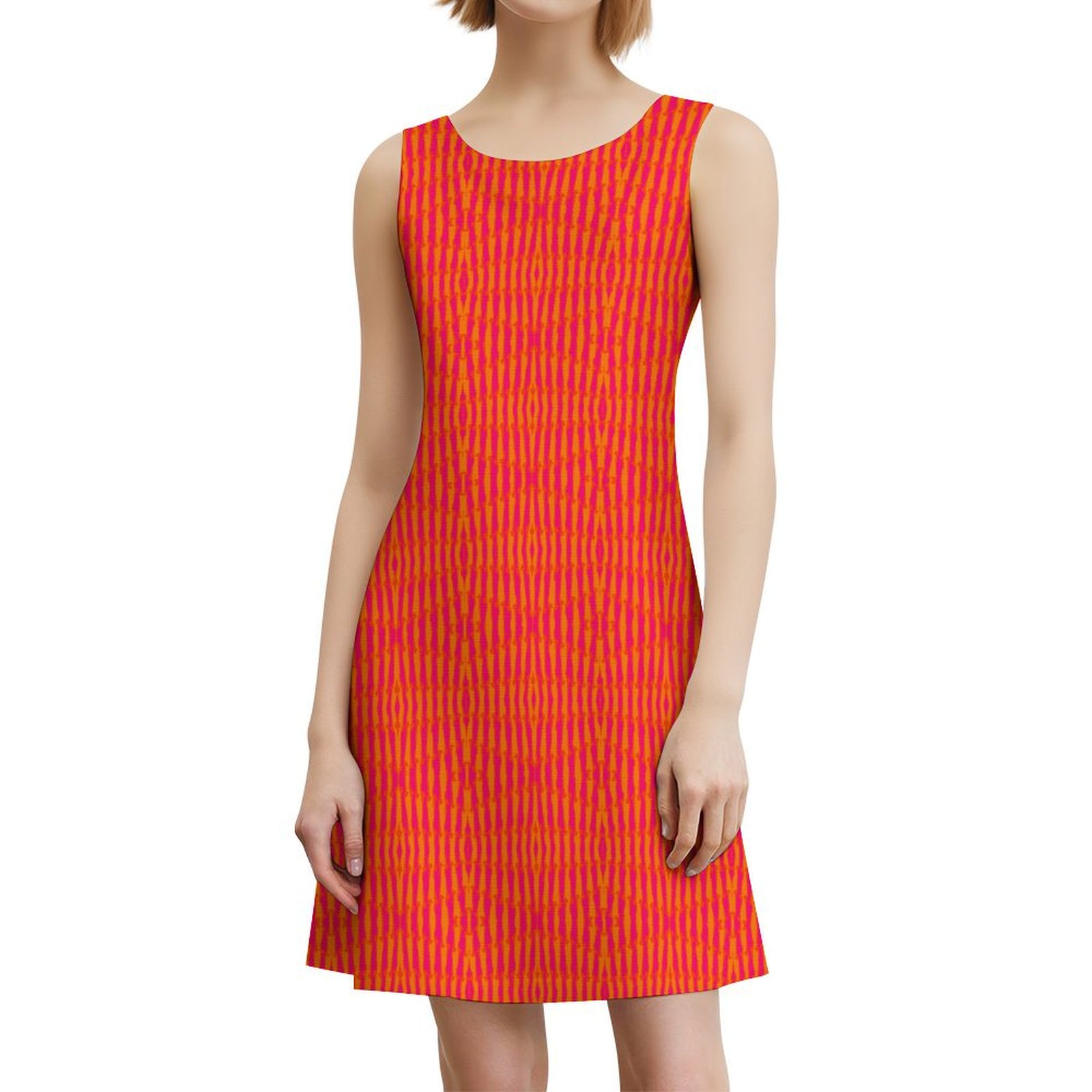 ornamental hot pink & orange 3 All Over Print Sleeveless Dress