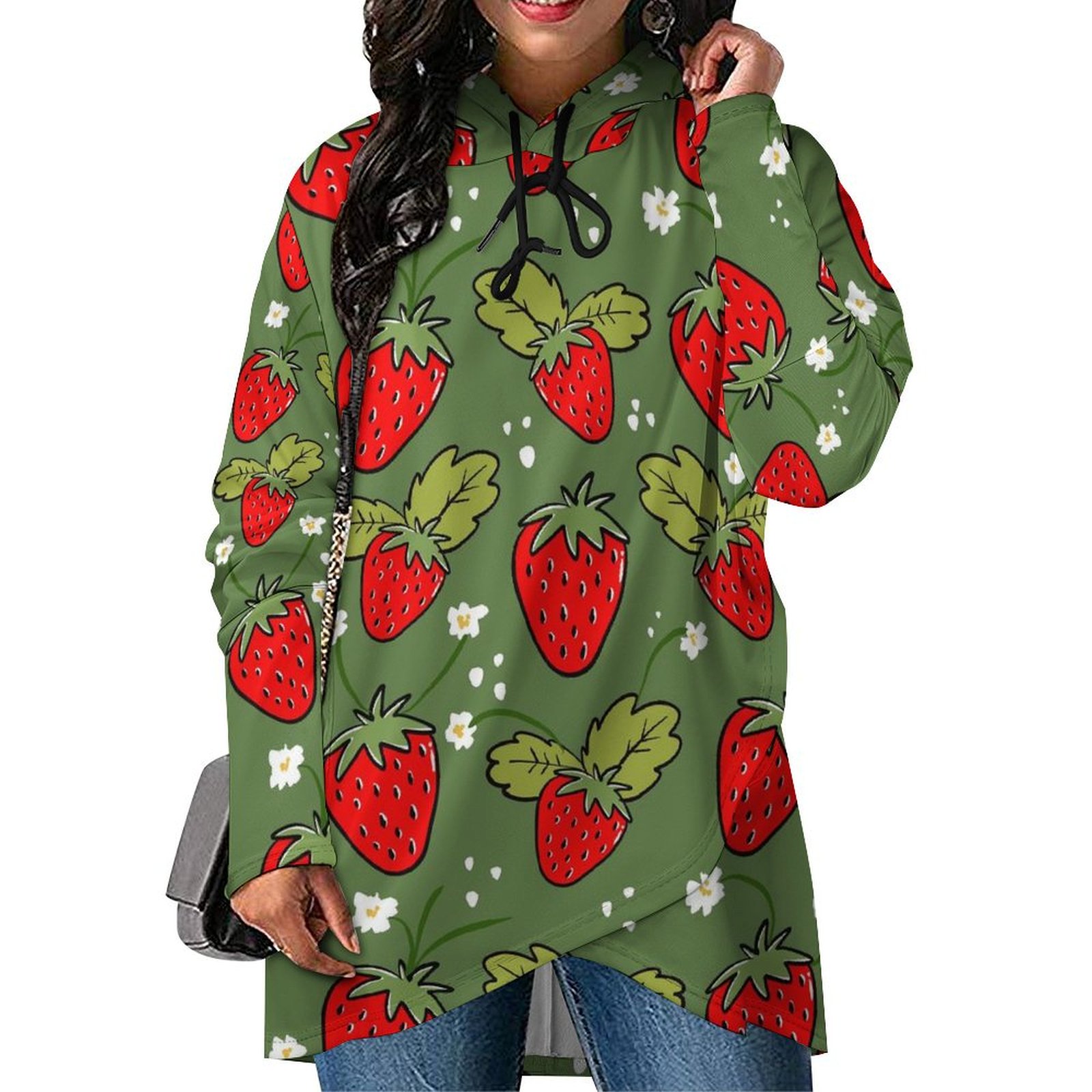 fragole strawberry Women's Mid-length Slim Fit Hoodie