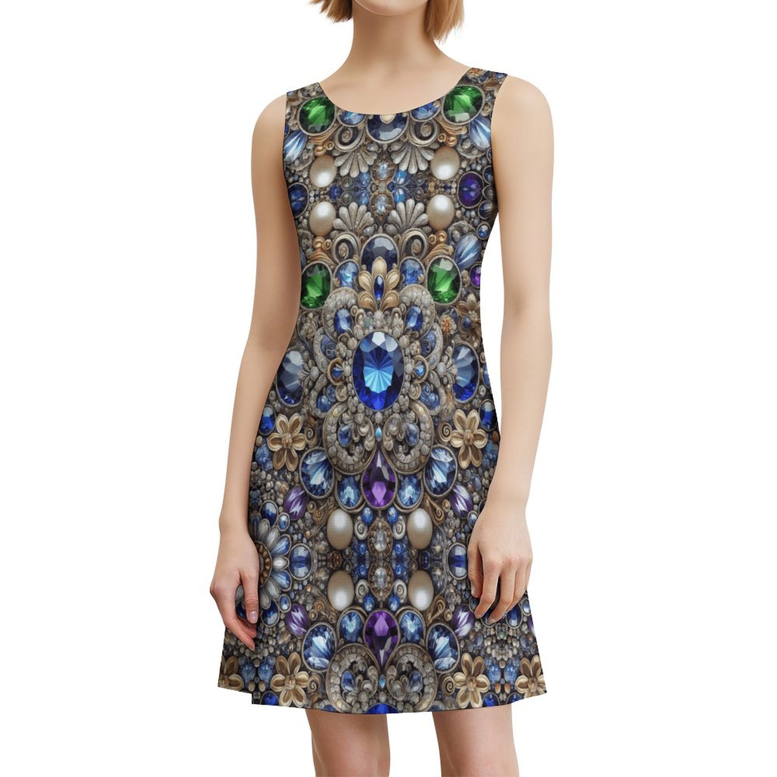 Sapphire Crown - Sleeveless dress All Over Print Sleeveless Dress