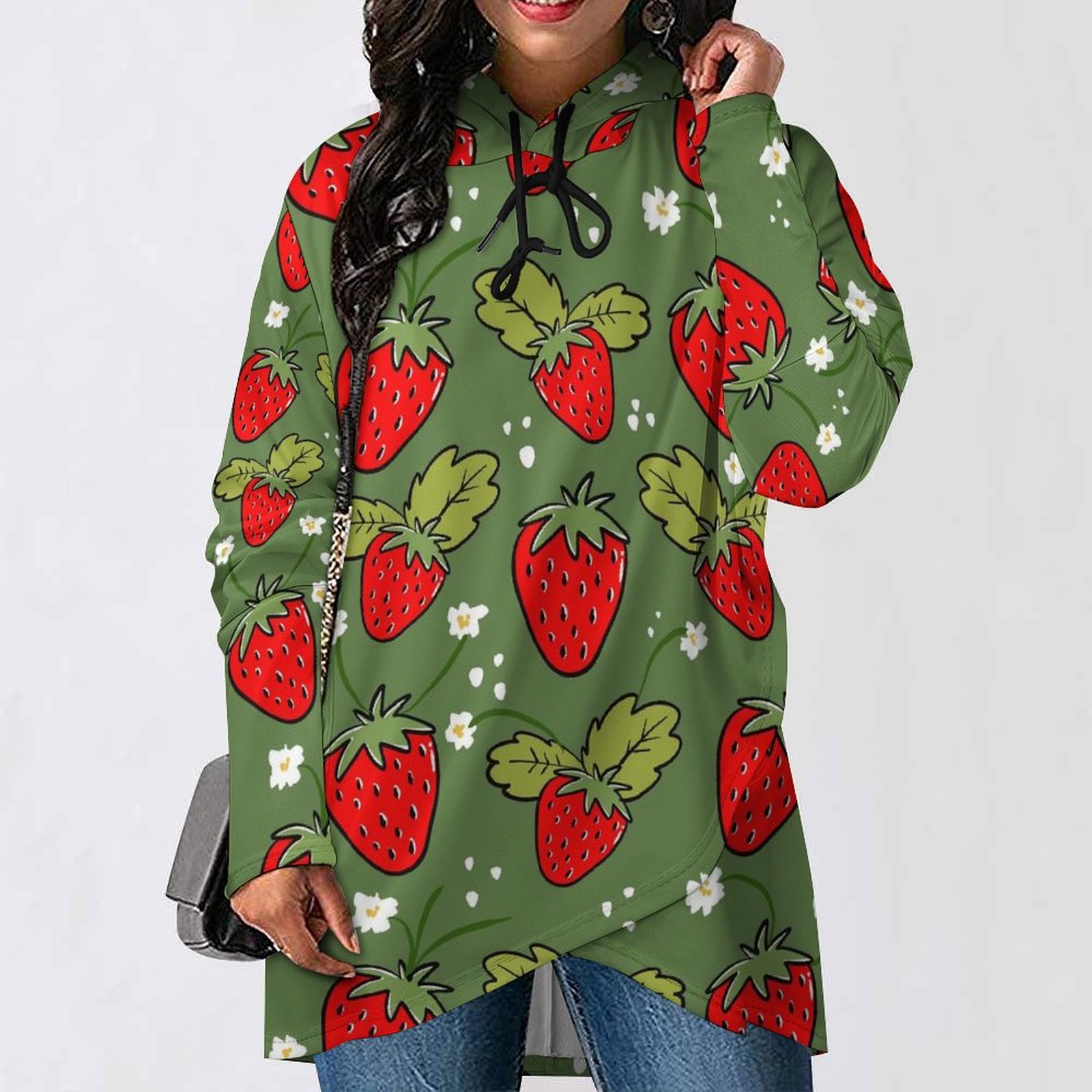 fragole strawberry Women's Mid-length Slim Fit Hoodie