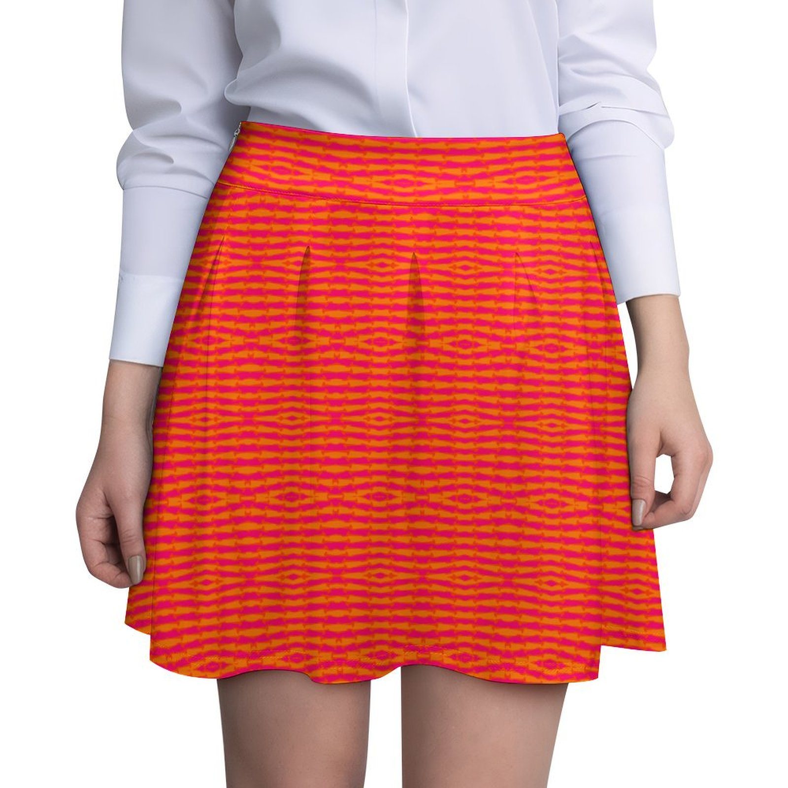 Bohemian ornamental hot pink & orange 2 All Over Print Skater Skirt