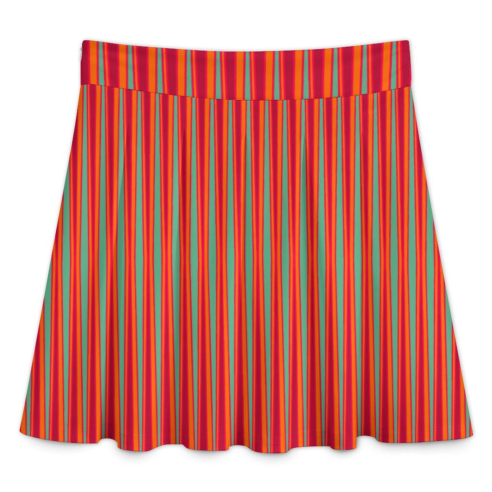 tribal striped azure burgundy orange fuxia All Over Print Skater Skirt