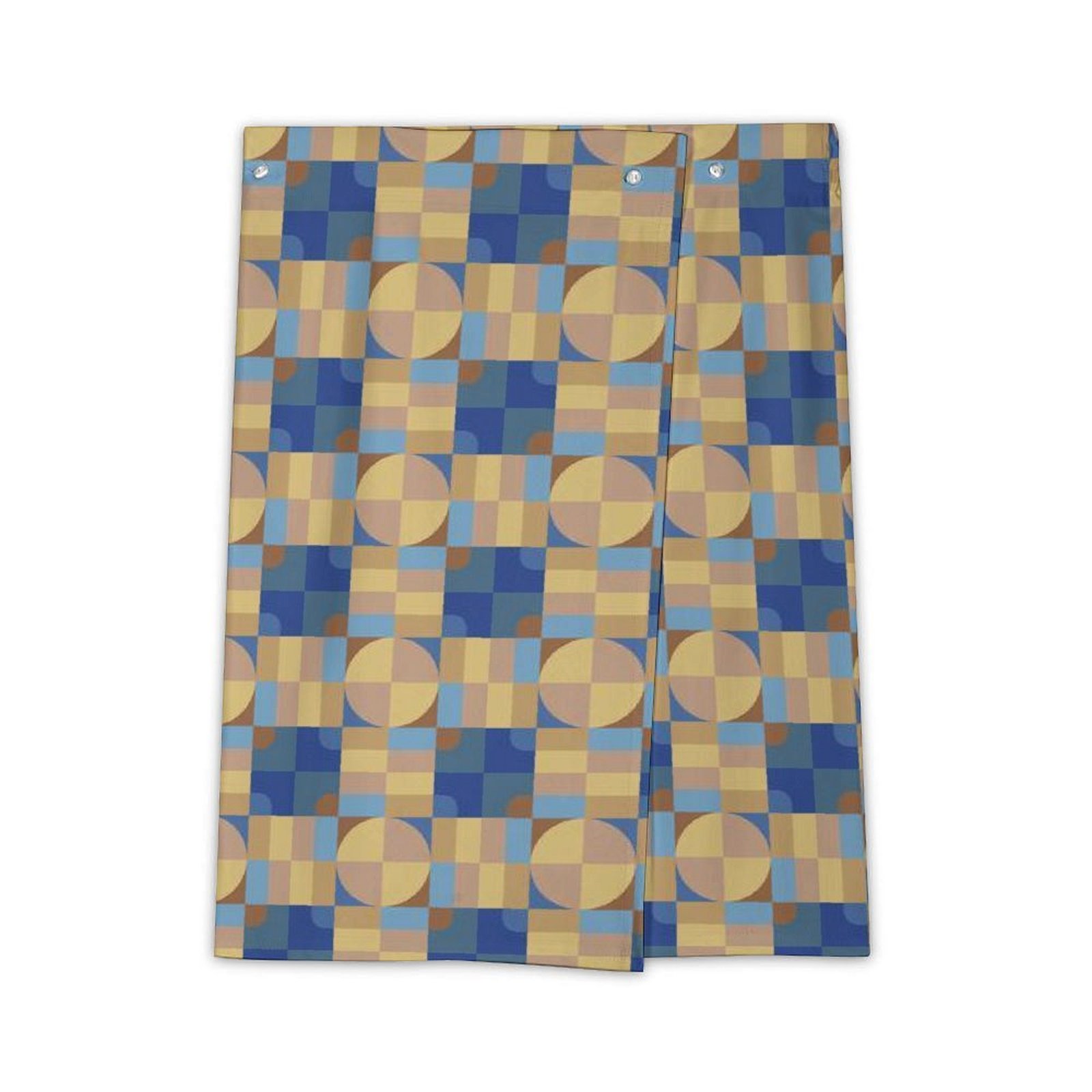 Blue and Golden Yellow Geometric Pattern Women's Wrap Skirt