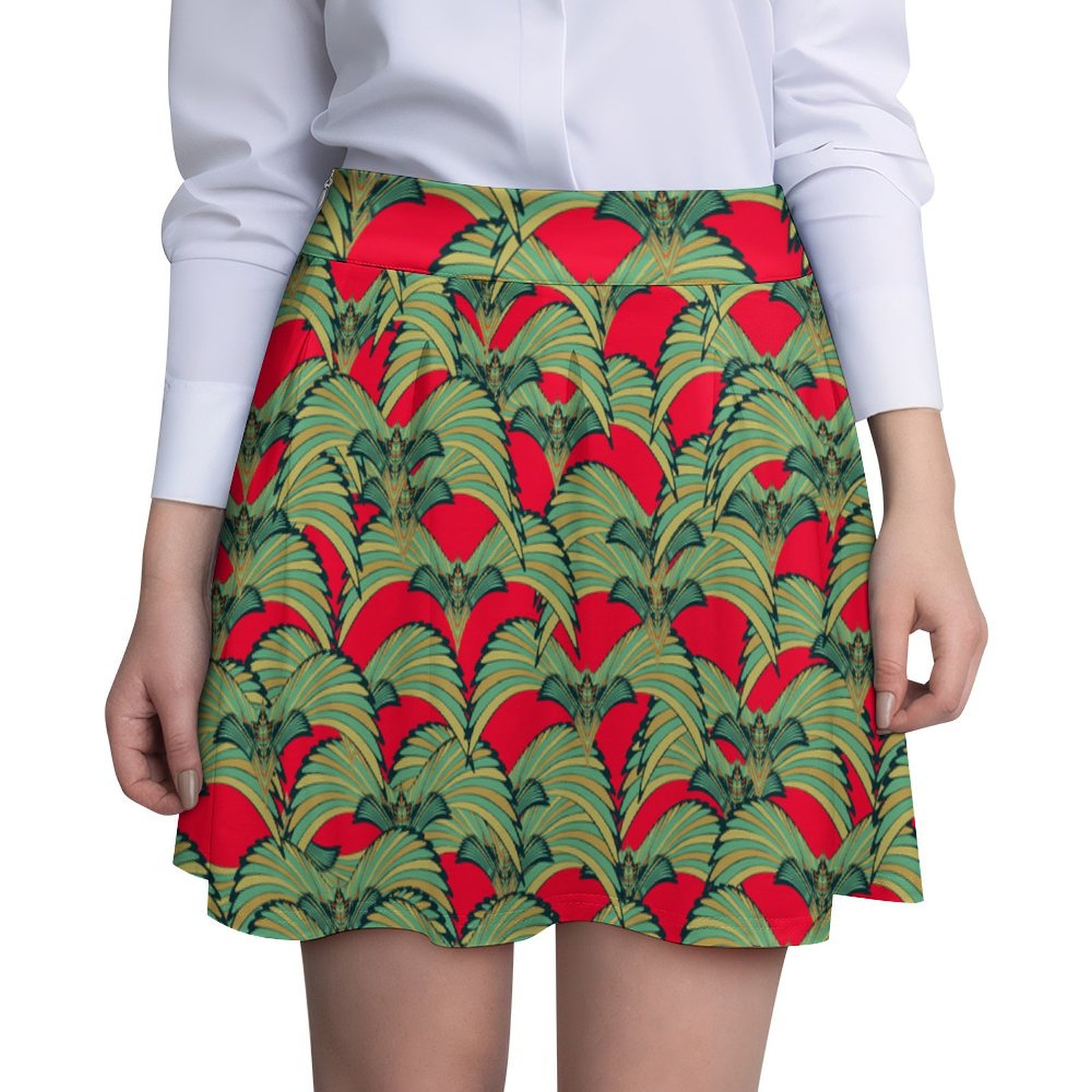 tropical birds fuxia teal All Over Print Skater Skirt