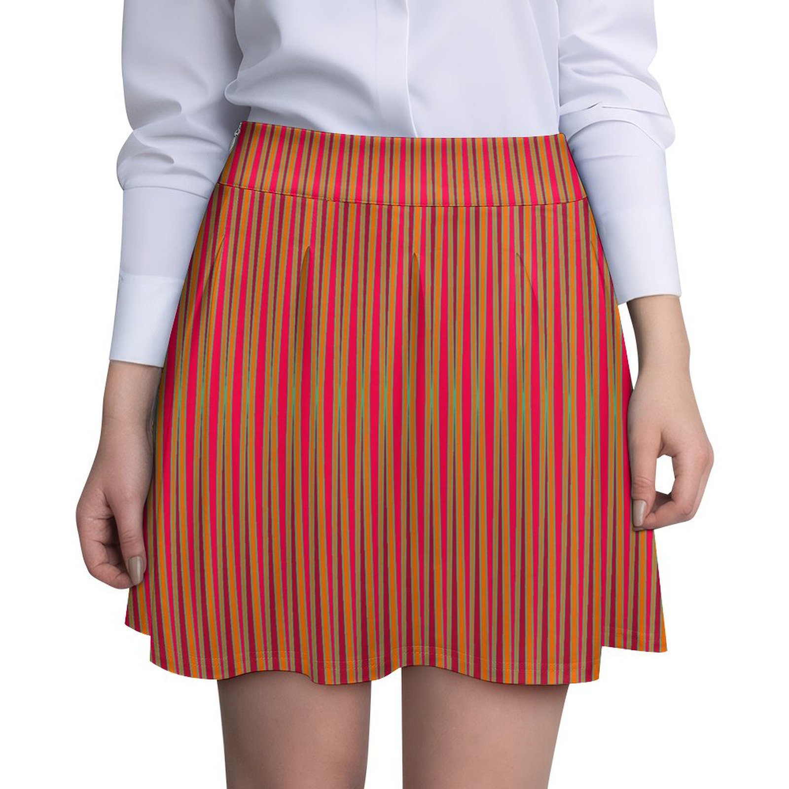 tribal striped orange purple fuxia cyan All Over Print Skater Skirt
