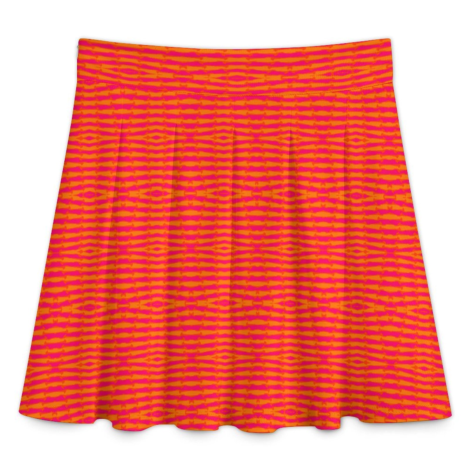 Bohemian ornamental hot pink & orange 2 All Over Print Skater Skirt