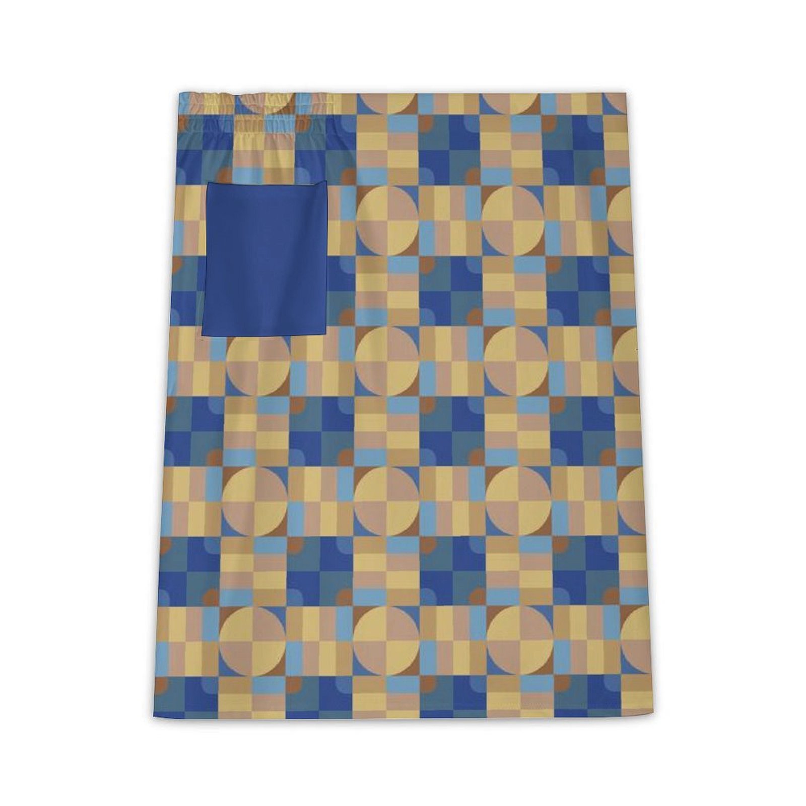 Blue and Golden Yellow Geometric Pattern Women's Wrap Skirt