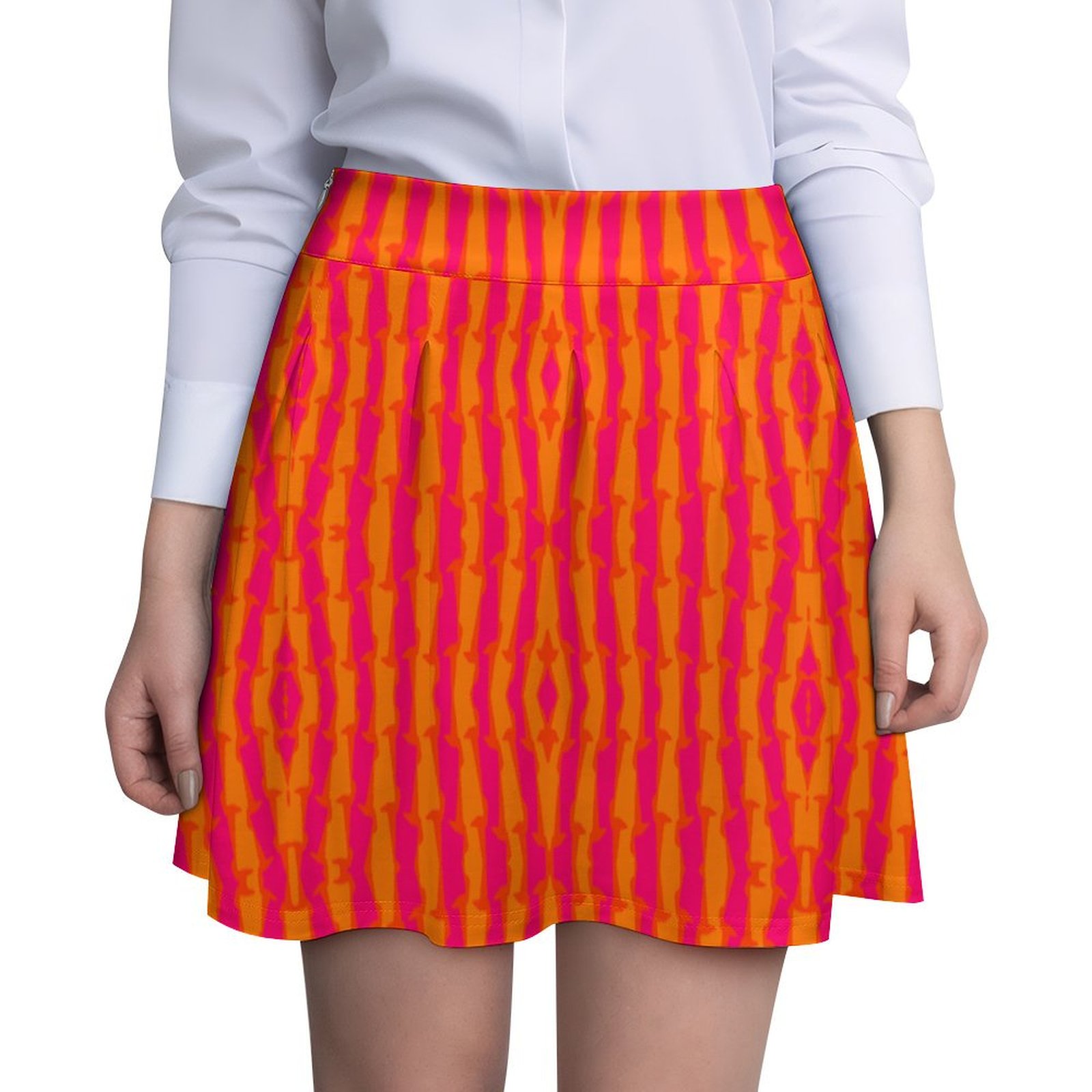 Bohemian ornamental hot pink & orange 3 All Over Print Skater Skirt