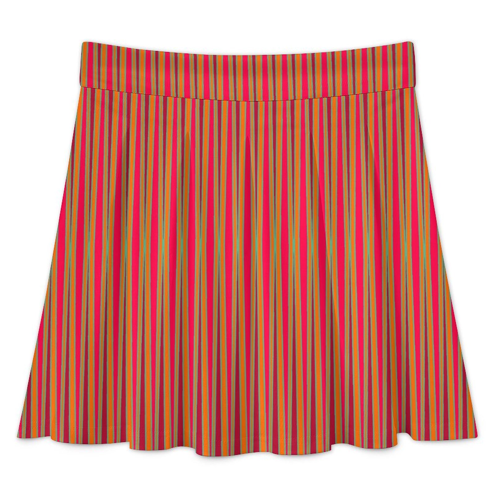 tribal striped orange purple fuxia cyan All Over Print Skater Skirt