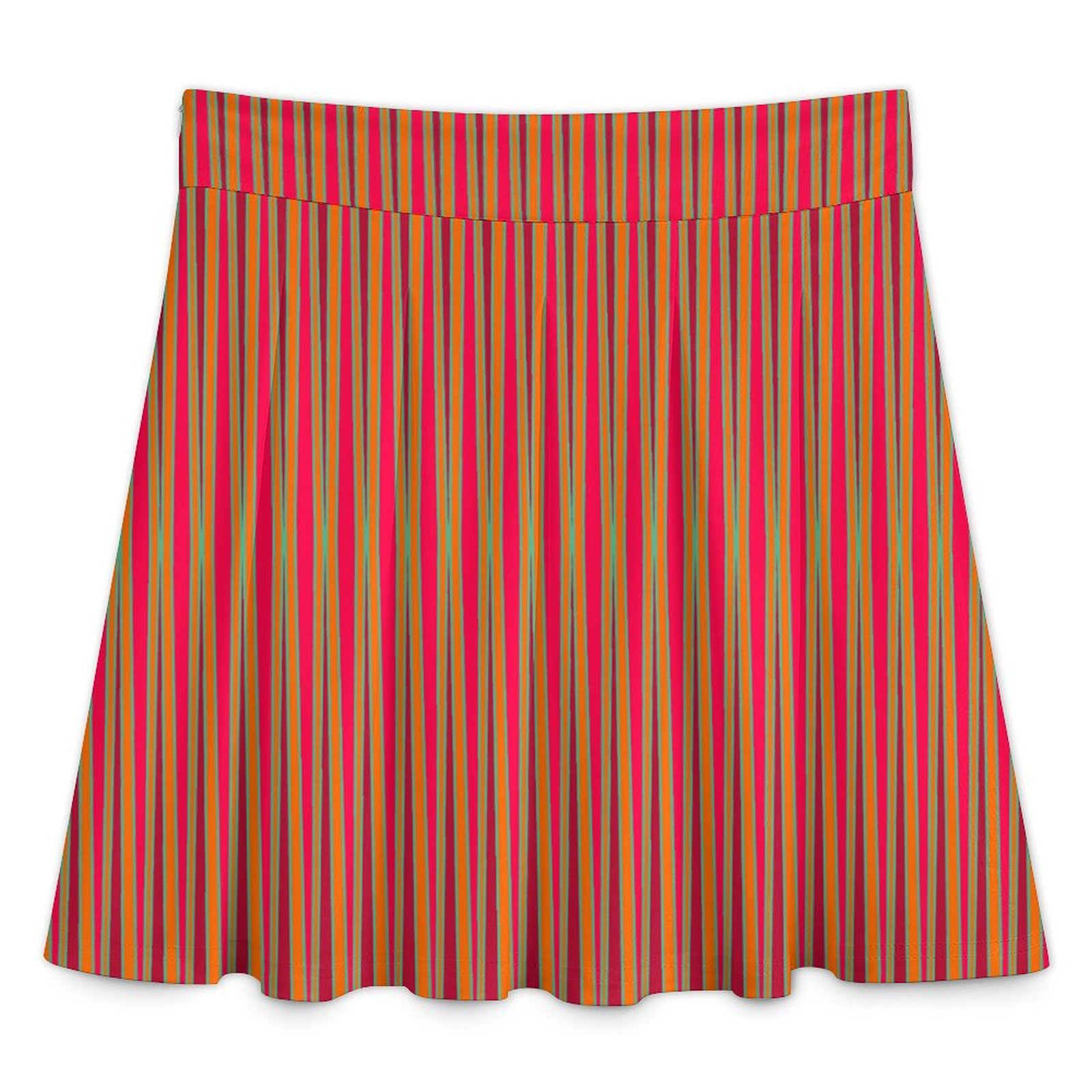 tribal striped orange purple fuxia cyan All Over Print Skater Skirt