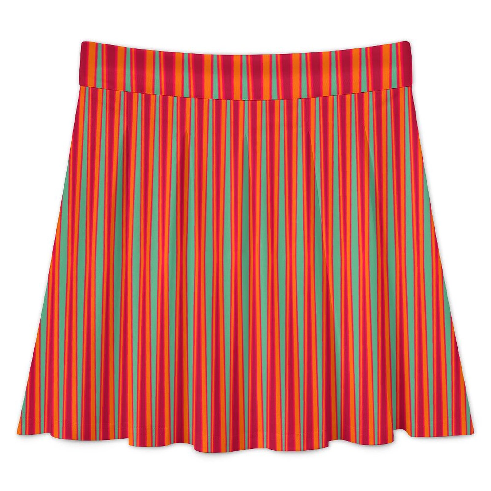 tribal striped azure burgundy orange fuxia All Over Print Skater Skirt