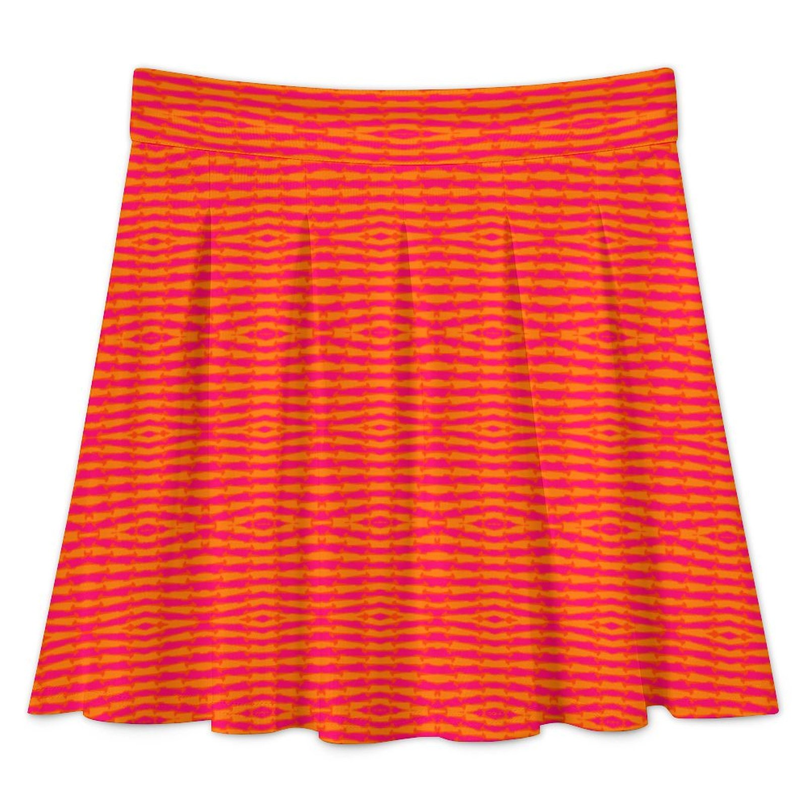 Bohemian ornamental hot pink & orange 2 All Over Print Skater Skirt