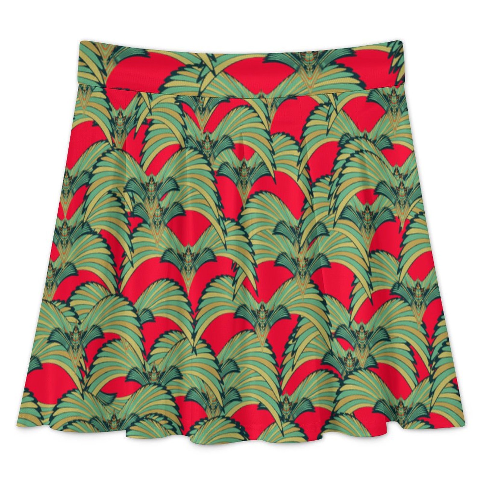 tropical birds fuxia teal All Over Print Skater Skirt