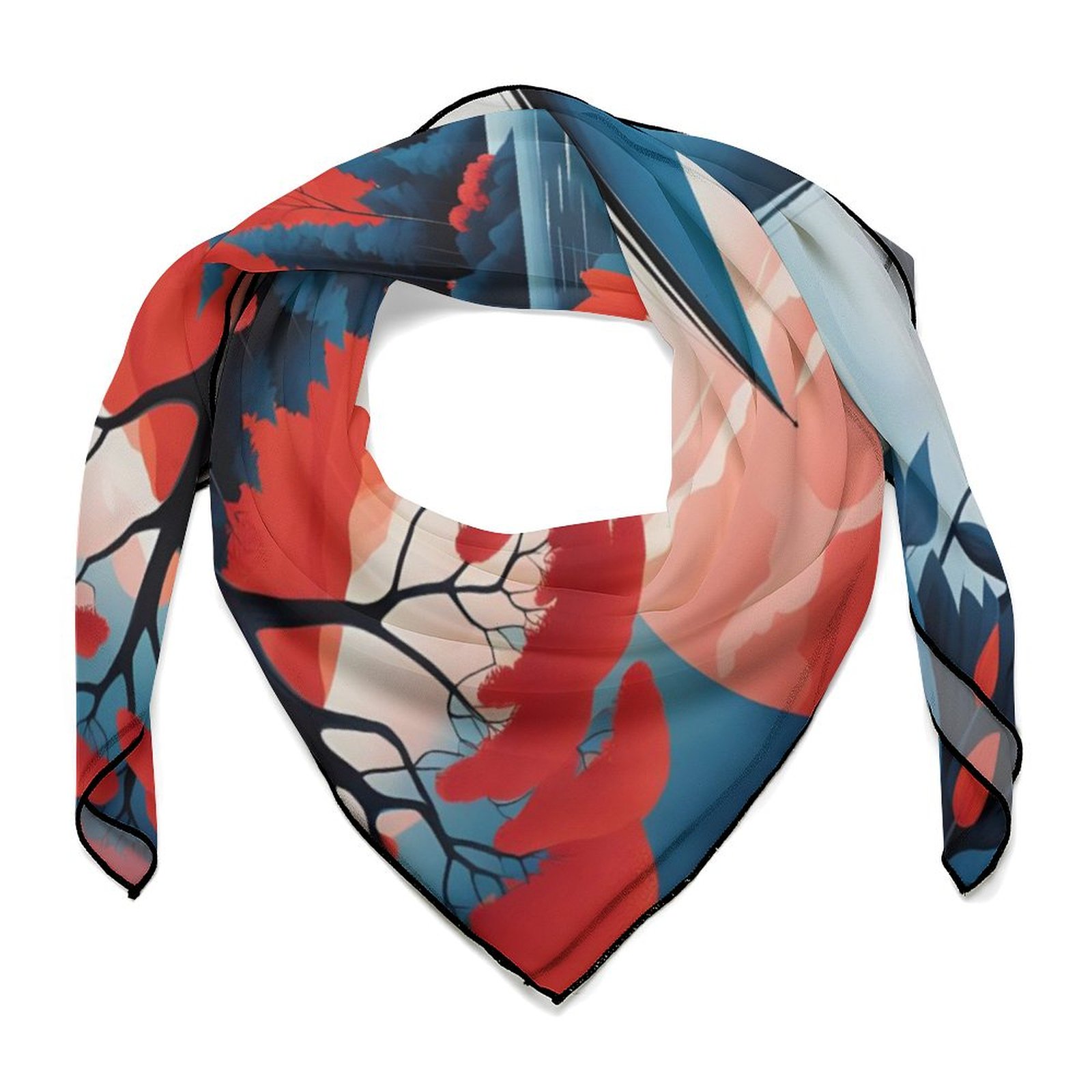 Sail Boat on a Lake in Red and Blue Custom Scarf