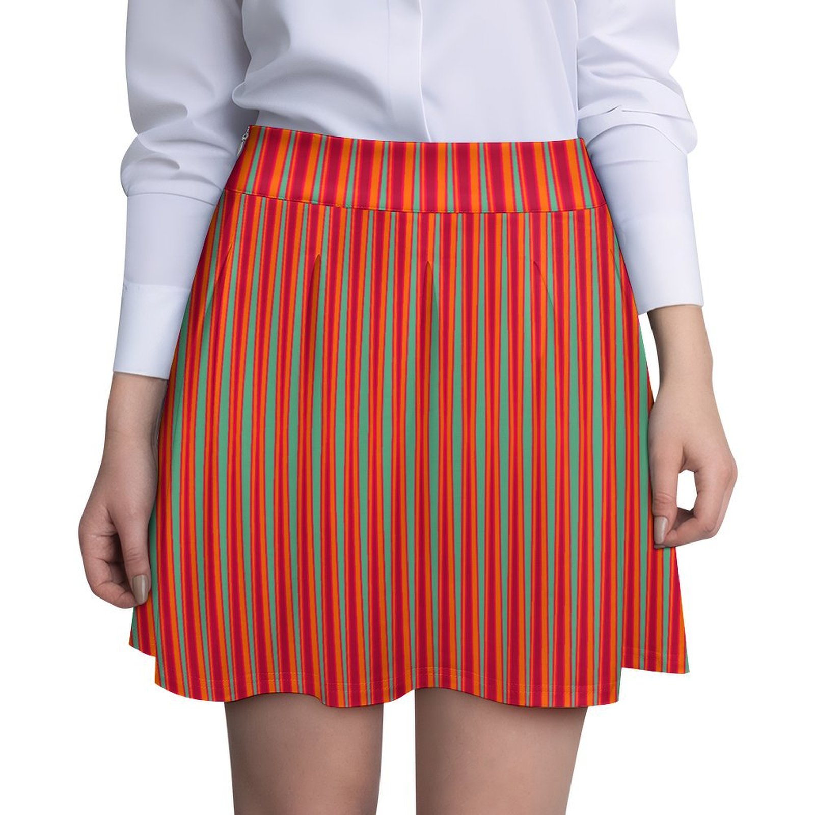 tribal striped azure burgundy orange fuxia All Over Print Skater Skirt