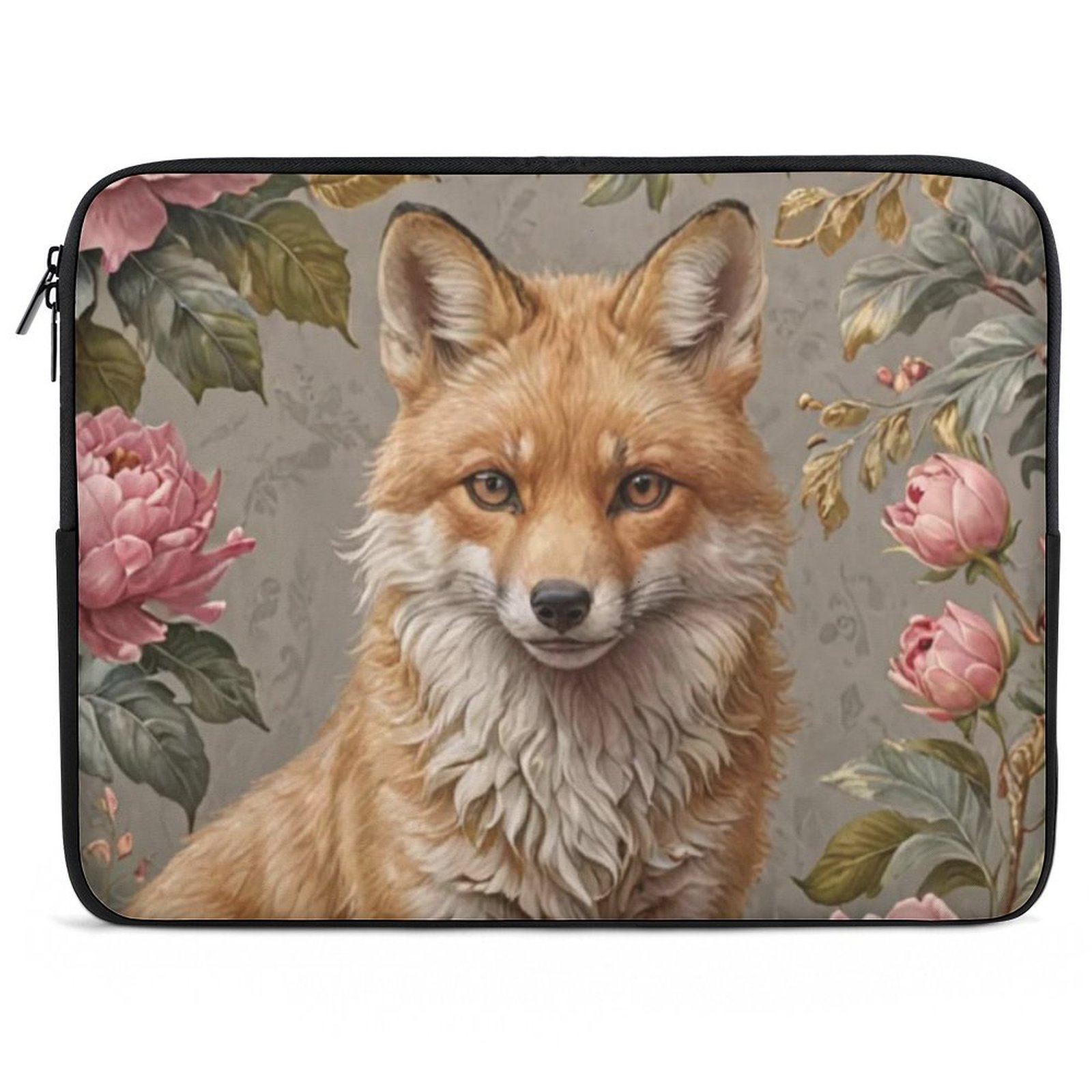 Pink Flower Fox Laptop Sleeve