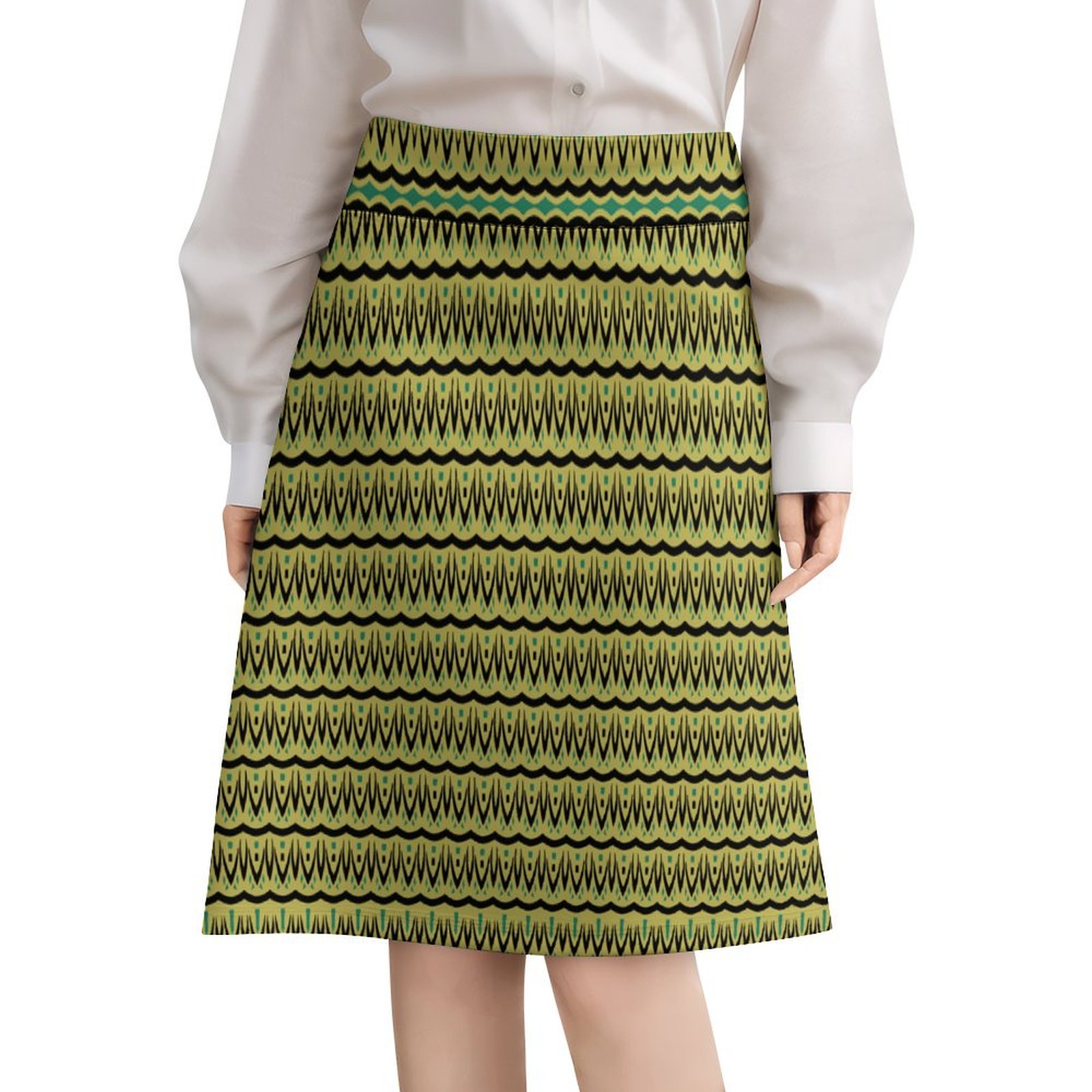 tribal beige cyan & black Women's All Over Print Skirt (BTQ1)