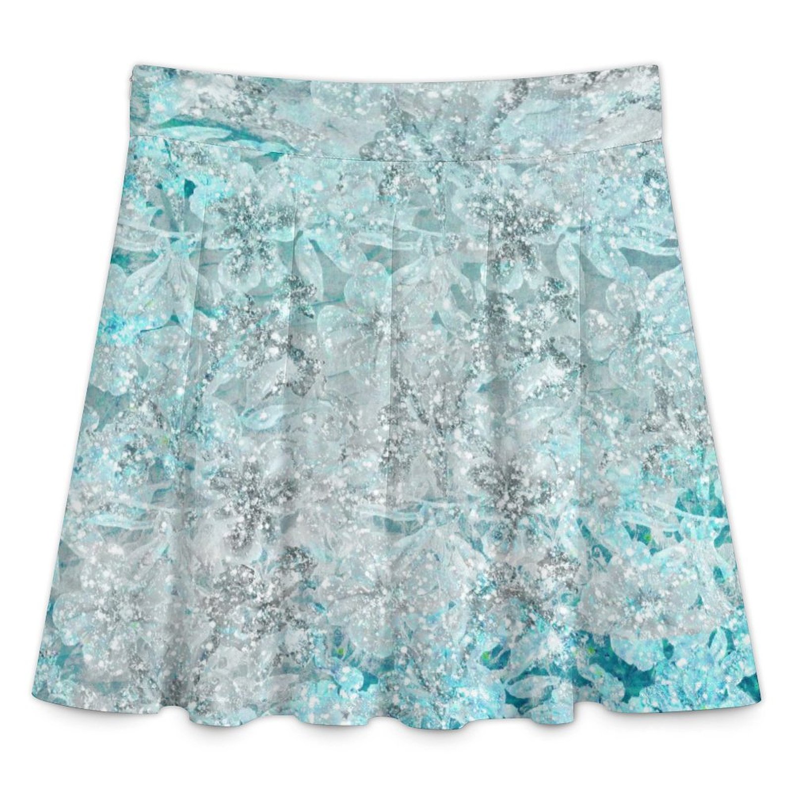 Teal Petals longuette All Over Print Skater Skirt