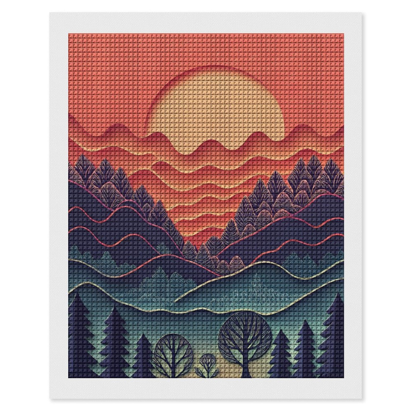 Crimson Horizon: A Papercut Landscape