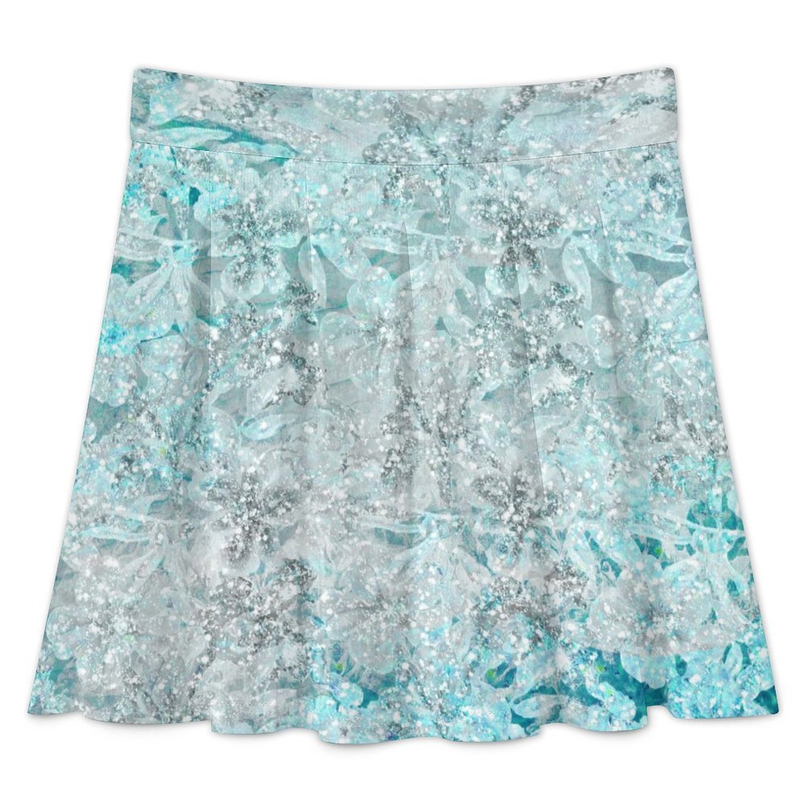 Teal Petals longuette All Over Print Skater Skirt