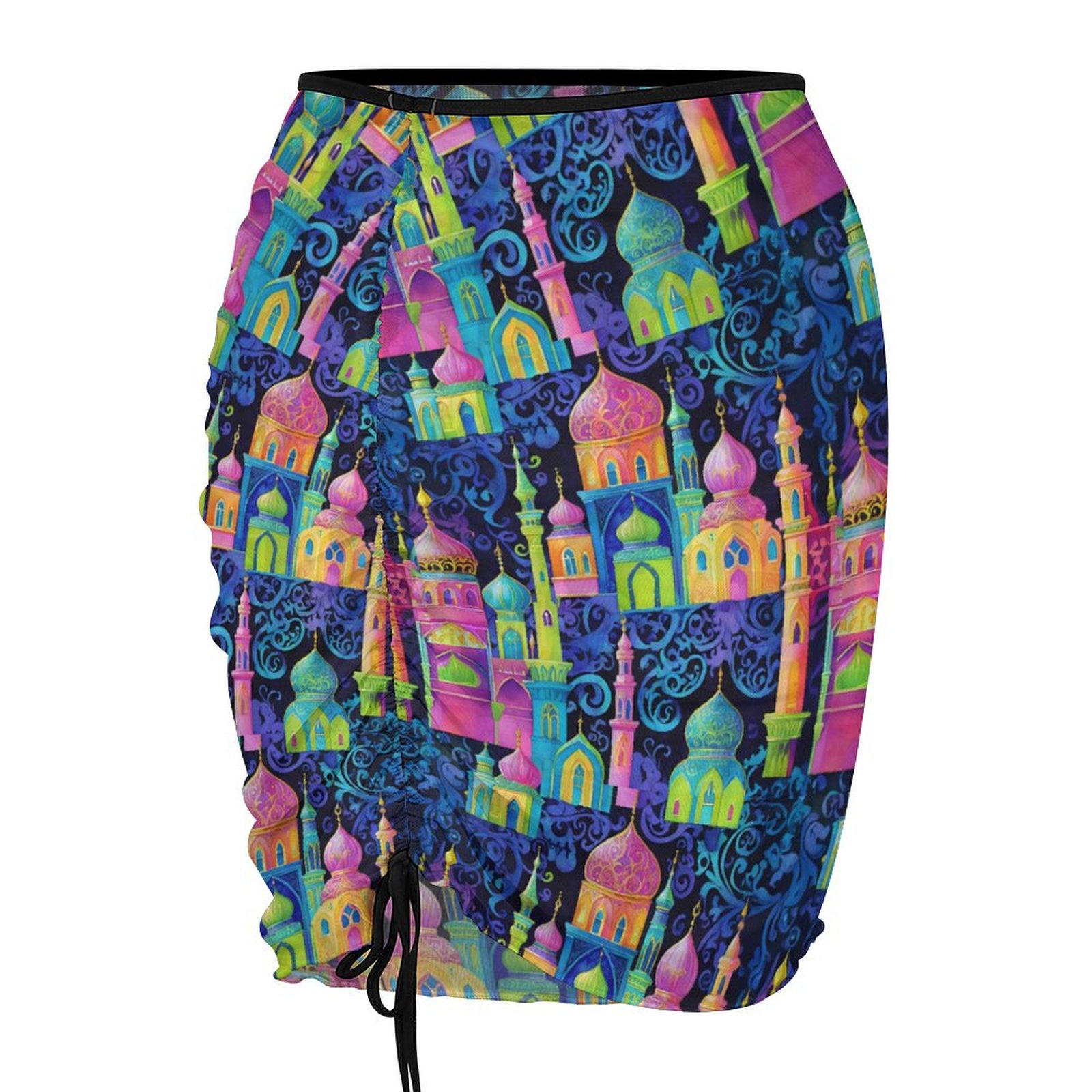 Whimsical Moroccan Print Colorful Arabesque Pattern Beach skirt Beach Skirt