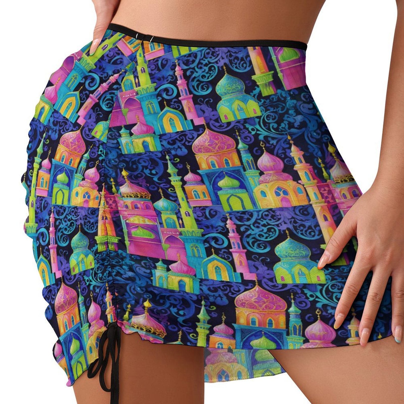 Whimsical Moroccan Print Colorful Arabesque Pattern Beach skirt Beach Skirt