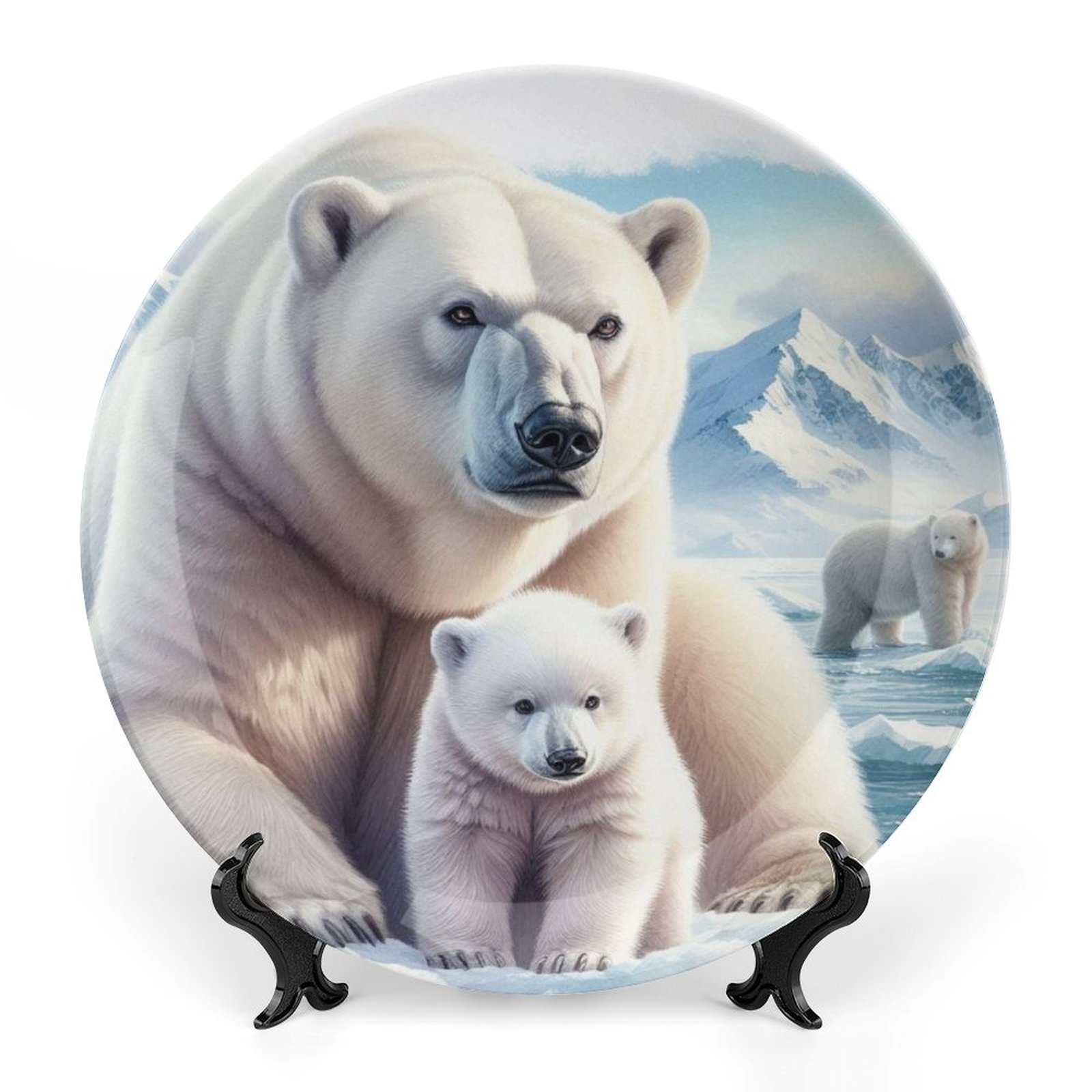 Polar Bears Bone China decorative plate